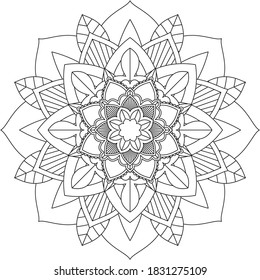 Easy Mandala coloring book simple and basic for beginners, seniors and children. Set of Mehndi flower pattern for Henna drawing and tattoo. Decoration in ethnic oriental, Indian style.