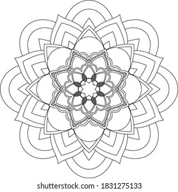 Easy Mandala coloring book simple and basic for beginners, seniors and children. Set of Mehndi flower pattern for Henna drawing and tattoo. Decoration in ethnic oriental, Indian style.