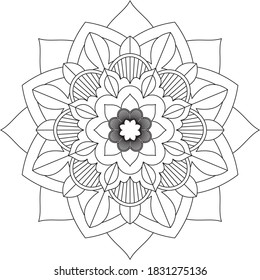 Easy Mandala coloring book simple and basic for beginners, seniors and children. Set of Mehndi flower pattern for Henna drawing and tattoo. Decoration in ethnic oriental, Indian style.
