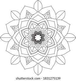 Easy Mandala coloring book simple and basic for beginners, seniors and children. Set of Mehndi flower pattern for Henna drawing and tattoo. Decoration in ethnic oriental, Indian style.