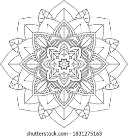 Easy Mandala coloring book simple and basic for beginners, seniors and children. Set of Mehndi flower pattern for Henna drawing and tattoo. Decoration in ethnic oriental, Indian style.