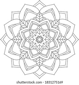 Easy Mandala coloring book simple and basic for beginners, seniors and children. Set of Mehndi flower pattern for Henna drawing and tattoo. Decoration in ethnic oriental, Indian style.