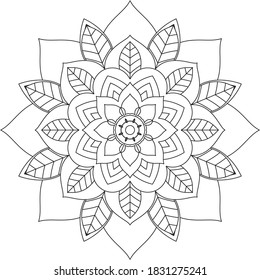 Easy Mandala coloring book simple and basic for beginners, seniors and children. Set of Mehndi flower pattern for Henna drawing and tattoo. Decoration in ethnic oriental, Indian style.