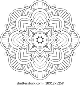 Easy Mandala coloring book simple and basic for beginners, seniors and children. Set of Mehndi flower pattern for Henna drawing and tattoo. Decoration in ethnic oriental, Indian style.