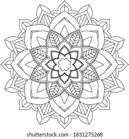 Easy Mandala coloring book simple and basic for beginners, seniors and children. Set of Mehndi flower pattern for Henna drawing and tattoo. Decoration in ethnic oriental, Indian style.