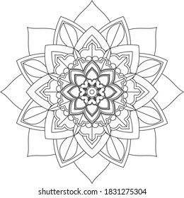 Easy Mandala coloring book simple and basic for beginners, seniors and children. Set of Mehndi flower pattern for Henna drawing and tattoo. Decoration in ethnic oriental, Indian style.