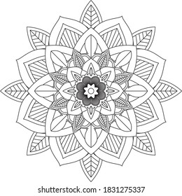 Easy Mandala coloring book simple and basic for beginners, seniors and children. Set of Mehndi flower pattern for Henna drawing and tattoo. Decoration in ethnic oriental, Indian style.