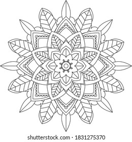 Easy Mandala coloring book simple and basic for beginners, seniors and children. Set of Mehndi flower pattern for Henna drawing and tattoo. Decoration in ethnic oriental, Indian style.