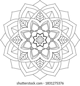 Easy Mandala coloring book simple and basic for beginners, seniors and children. Set of Mehndi flower pattern for Henna drawing and tattoo. Decoration in ethnic oriental, Indian style.