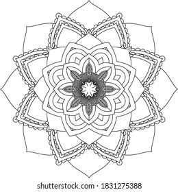 Einfach Mandala Farbbuch einfach und einfach für Anfänger, Senioren und Kinder. Set von Mehndi Blumenmuster für Henna Zeichnung und Tattoo. Dekoration im orientalischen, indischen Stil.
