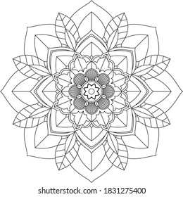 Easy Mandala coloring book simple and basic for beginners, seniors and children. Set of Mehndi flower pattern for Henna drawing and tattoo. Decoration in ethnic oriental, Indian style.