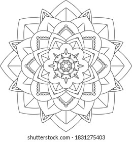 Easy Mandala coloring book simple and basic for beginners, seniors and children. Set of Mehndi flower pattern for Henna drawing and tattoo. Decoration in ethnic oriental, Indian style.