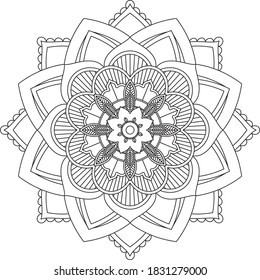 Un libro sencillo y sencillo para principiantes, adultos mayores y niños. Conjunto de motivos florales de Mehndi para el dibujo y tatuaje de Henna. Decoración de estilo étnico oriental, indio.