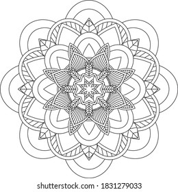 Easy Mandala coloring book simple and basic for beginners, seniors and children. Set of Mehndi flower pattern for Henna drawing and tattoo. Decoration in ethnic oriental, Indian style.