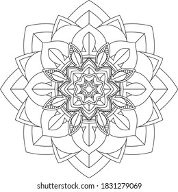 Easy Mandala coloring book simple and basic for beginners, seniors and children. Set of Mehndi flower pattern for Henna drawing and tattoo. Decoration in ethnic oriental, Indian style.