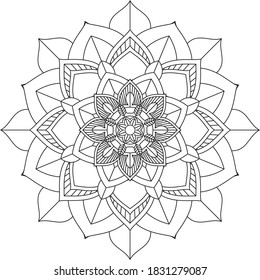 Easy Mandala coloring book simple and basic for beginners, seniors and children. Set of Mehndi flower pattern for Henna drawing and tattoo. Decoration in ethnic oriental, Indian style.