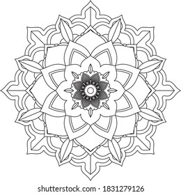 Easy Mandala coloring book simple and basic for beginners, seniors and children. Set of Mehndi flower pattern for Henna drawing and tattoo. Decoration in ethnic oriental, Indian style.