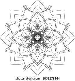Einfach Mandala Farbbuch einfach und einfach für Anfänger, Senioren und Kinder. Set von Mehndi Blumenmuster für Henna Zeichnung und Tattoo. Dekoration im orientalischen, indischen Stil.
