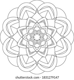 Easy Mandala coloring book simple and basic for beginners, seniors and children. Set of Mehndi flower pattern for Henna drawing and tattoo. Decoration in ethnic oriental, Indian style.