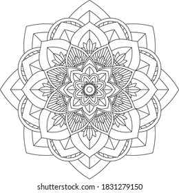 Easy Mandala coloring book simple and basic for beginners, seniors and children. Set of Mehndi flower pattern for Henna drawing and tattoo. Decoration in ethnic oriental, Indian style.