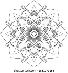 Un libro sencillo y sencillo para principiantes, adultos mayores y niños. Conjunto de motivos florales de Mehndi para el dibujo y tatuaje de Henna. Decoración de estilo étnico oriental, indio.