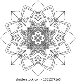 Un libro sencillo y sencillo para principiantes, adultos mayores y niños. Conjunto de motivos florales de Mehndi para el dibujo y tatuaje de Henna. Decoración de estilo étnico oriental, indio.