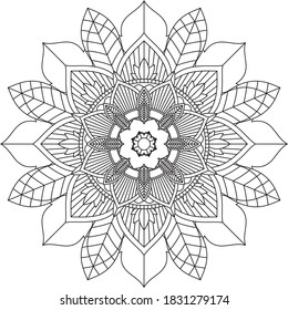 Easy Mandala coloring book simple and basic for beginners, seniors and children. Set of Mehndi flower pattern for Henna drawing and tattoo. Decoration in ethnic oriental, Indian style.