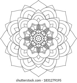 Easy Mandala coloring book simple and basic for beginners, seniors and children. Set of Mehndi flower pattern for Henna drawing and tattoo. Decoration in ethnic oriental, Indian style.