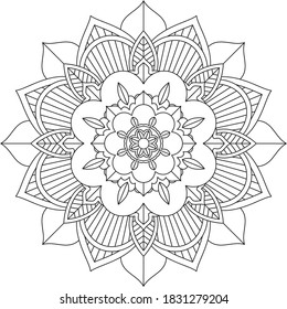Easy Mandala coloring book simple and basic for beginners, seniors and children. Set of Mehndi flower pattern for Henna drawing and tattoo. Decoration in ethnic oriental, Indian style.