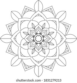 Easy Mandala coloring book simple and basic for beginners, seniors and children. Set of Mehndi flower pattern for Henna drawing and tattoo. Decoration in ethnic oriental, Indian style.