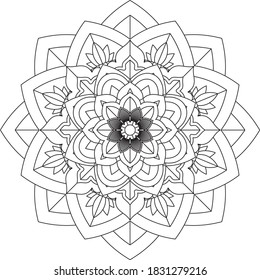 Easy Mandala coloring book simple and basic for beginners, seniors and children. Set of Mehndi flower pattern for Henna drawing and tattoo. Decoration in ethnic oriental, Indian style.