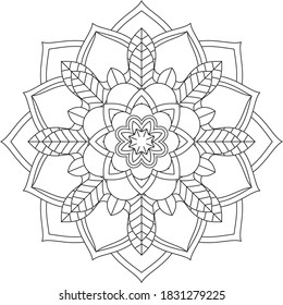 Easy Mandala coloring book simple and basic for beginners, seniors and children. Set of Mehndi flower pattern for Henna drawing and tattoo. Decoration in ethnic oriental, Indian style.