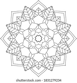 Easy Mandala coloring book simple and basic for beginners, seniors and children. Set of Mehndi flower pattern for Henna drawing and tattoo. Decoration in ethnic oriental, Indian style.