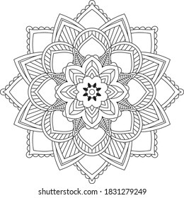 Un libro sencillo y sencillo para principiantes, adultos mayores y niños. Conjunto de motivos florales de Mehndi para el dibujo y tatuaje de Henna. Decoración de estilo étnico oriental, indio.