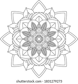 Easy Mandala coloring book simple and basic for beginners, seniors and children. Set of Mehndi flower pattern for Henna drawing and tattoo. Decoration in ethnic oriental, Indian style.