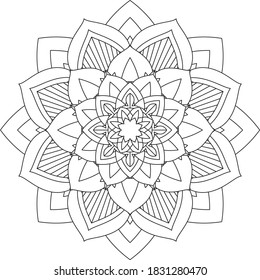 Einfach Mandala Farbbuch einfach und einfach für Anfänger, Senioren und Kinder. Set von Mehndi Blumenmuster für Henna Zeichnung und Tattoo. Dekoration im orientalischen, indischen Stil.