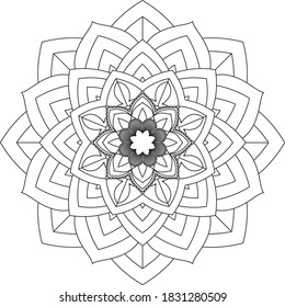 Easy Mandala coloring book simple and basic for beginners, seniors and children. Set of Mehndi flower pattern for Henna drawing and tattoo. Decoration in ethnic oriental, Indian style.