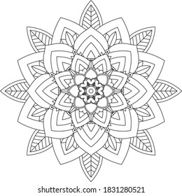 Easy Mandala coloring book simple and basic for beginners, seniors and children. Set of Mehndi flower pattern for Henna drawing and tattoo. Decoration in ethnic oriental, Indian style.