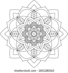 Easy Mandala coloring book simple and basic for beginners, seniors and children. Set of Mehndi flower pattern for Henna drawing and tattoo. Decoration in ethnic oriental, Indian style.