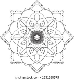 Einfach Mandala Farbbuch einfach und einfach für Anfänger, Senioren und Kinder. Set von Mehndi Blumenmuster für Henna Zeichnung und Tattoo. Dekoration im orientalischen, indischen Stil.