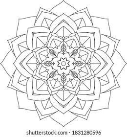 Easy Mandala coloring book simple and basic for beginners, seniors and children. Set of Mehndi flower pattern for Henna drawing and tattoo. Decoration in ethnic oriental, Indian style.