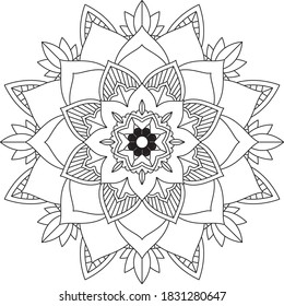 Easy Mandala coloring book simple and basic for beginners, seniors and children. Set of Mehndi flower pattern for Henna drawing and tattoo. Decoration in ethnic oriental, Indian style.