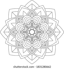 Easy Mandala coloring book simple and basic for beginners, seniors and children. Set of Mehndi flower pattern for Henna drawing and tattoo. Decoration in ethnic oriental, Indian style.