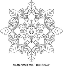 Easy Mandala coloring book simple and basic for beginners, seniors and children. Set of Mehndi flower pattern for Henna drawing and tattoo. Decoration in ethnic oriental, Indian style.