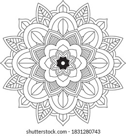 Easy Mandala coloring book simple and basic for beginners, seniors and children. Set of Mehndi flower pattern for Henna drawing and tattoo. Decoration in ethnic oriental, Indian style.