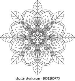 Easy Mandala coloring book simple and basic for beginners, seniors and children. Set of Mehndi flower pattern for Henna drawing and tattoo. Decoration in ethnic oriental, Indian style.