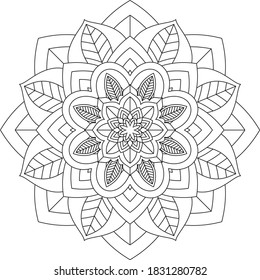 Easy Mandala coloring book simple and basic for beginners, seniors and children. Set of Mehndi flower pattern for Henna drawing and tattoo. Decoration in ethnic oriental, Indian style.