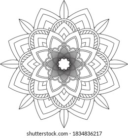 Easy Mandala coloring book simple and basic for beginners, seniors and children. Set of Mehndi flower pattern for Henna drawing and tattoo. Decoration in ethnic oriental, Indian style.