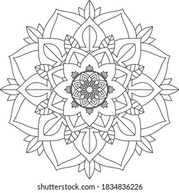 Easy Mandala coloring book simple and basic for beginners, seniors and children. Set of Mehndi flower pattern for Henna drawing and tattoo. Decoration in ethnic oriental, Indian style.