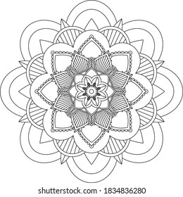 Un libro sencillo y sencillo para principiantes, adultos mayores y niños. Conjunto de motivos florales de Mehndi para el dibujo y tatuaje de Henna. Decoración de estilo étnico oriental, indio.